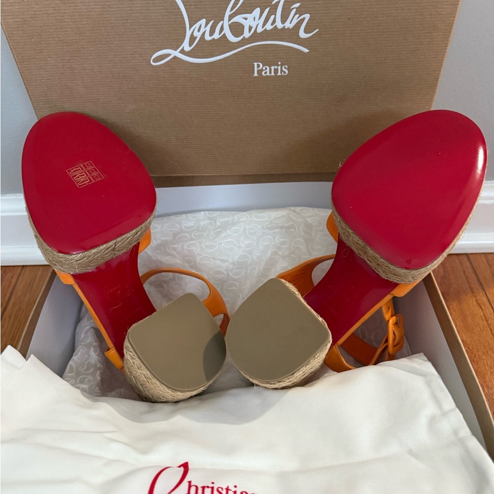 Christian Louboutin Orange Platform Sandals - Picture 6 of 8